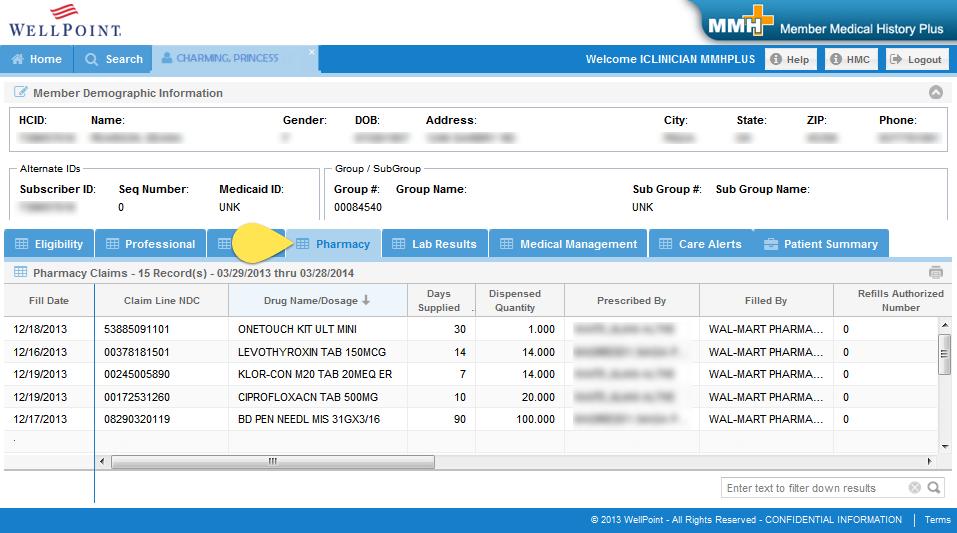 PHARMACY Report Pharmacy Report The Pharmacy Report displays: - Pharmacy Prescriptions TIP: Learn about MMH Report Options and Special Functions.