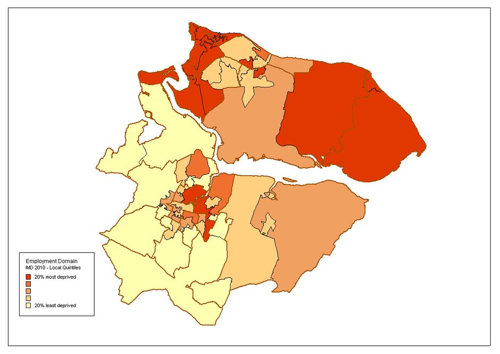 Figure 18 - Indices of Multiple Deprivation 2010 - Employment Domain - local quintiles - LLSOAs in Swale CCG Source: Communities and Local Government This is a close reflection of the overall