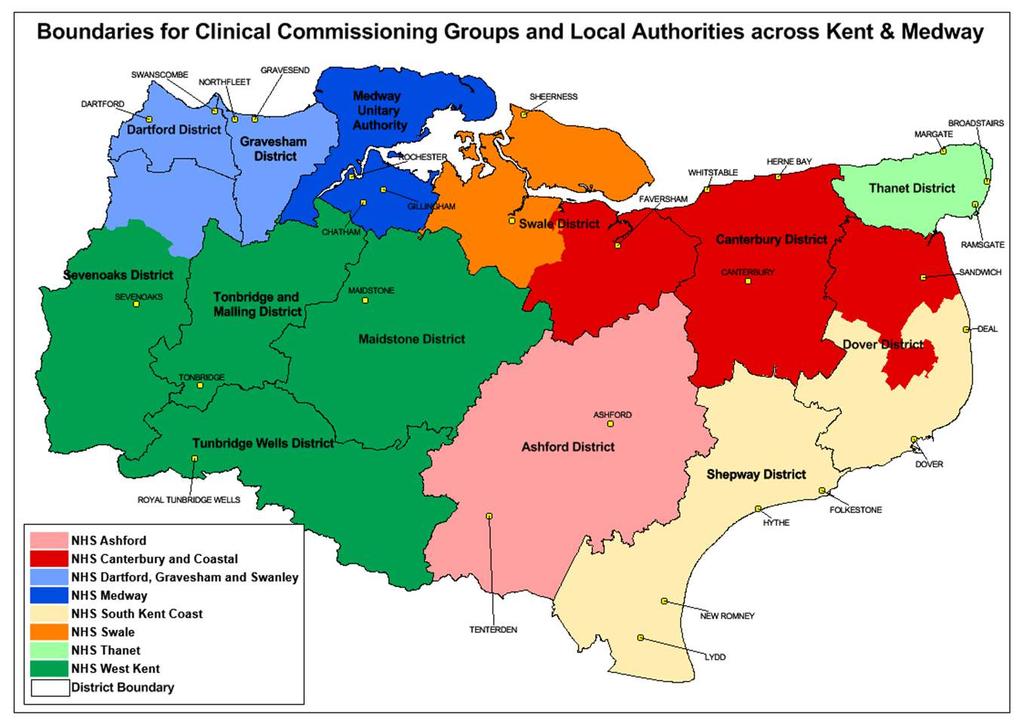Figure 1 Kent & Medway districts with CCG outlines Figure 2