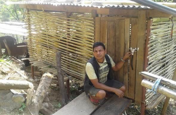 9 Badri Raj Thapa, Sitalpati-5, Sindhuli completed goat shed construction through livelihood support.