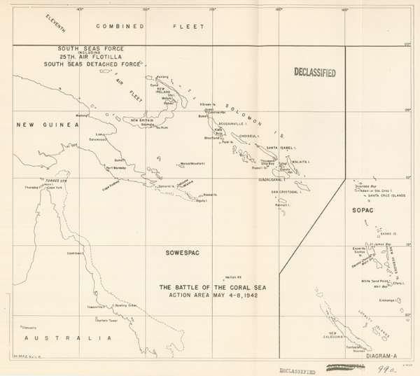 Map of Coral Sea area