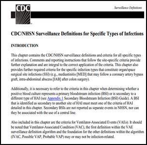 Healthcare-associated Infections: Definitions CDC/NHSN surveillance