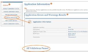 Return to Application and then Validate Application