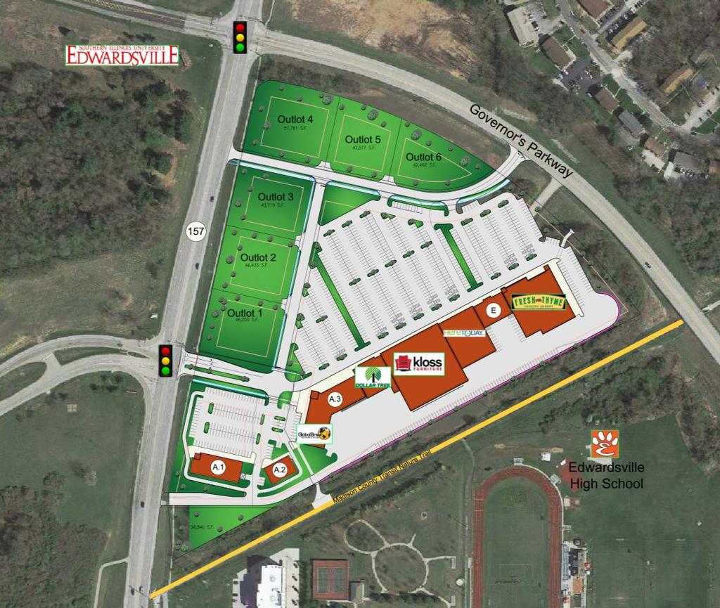 For Sale New Retail Development Governors Pkwy & Rte 157, Edwardsville IL 62025 For More Information: 1 314 994 4081