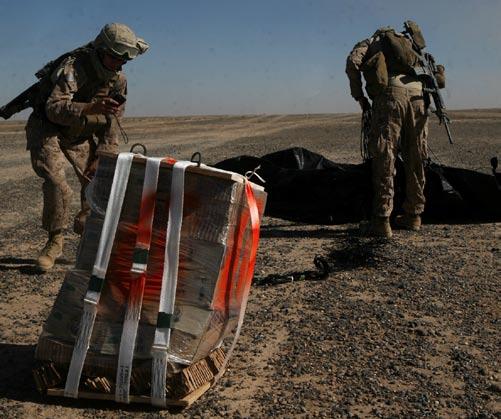 Unlike previous parachutes used, these are considered one-time use and will be used to supply ground troops with critical items such as food and water. Click here to watch video.