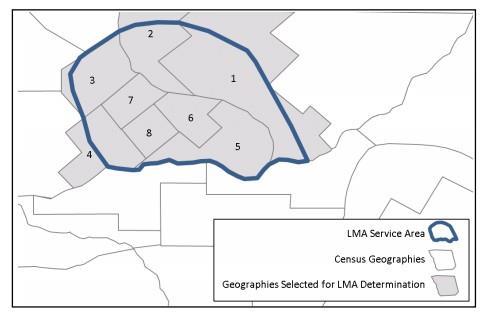 If the geographies provided do not adequately represent the service area, grantees may consider conducting a survey to determine LMA compliance or reconsider the National Objective and activity.