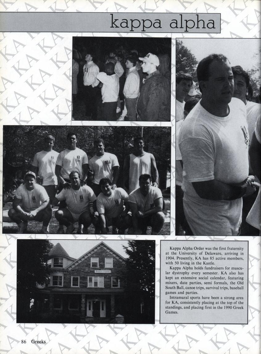 kappa alpha Kappa Alpha Order was the first fraternity at the University of Delaware, arriving in 1904. Presently, KA has 85 active members, with 50 living in the Kastle.