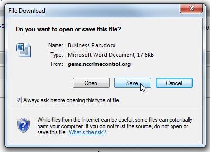 When the system will ask if you want to open or save this file, click the Save button. 3.