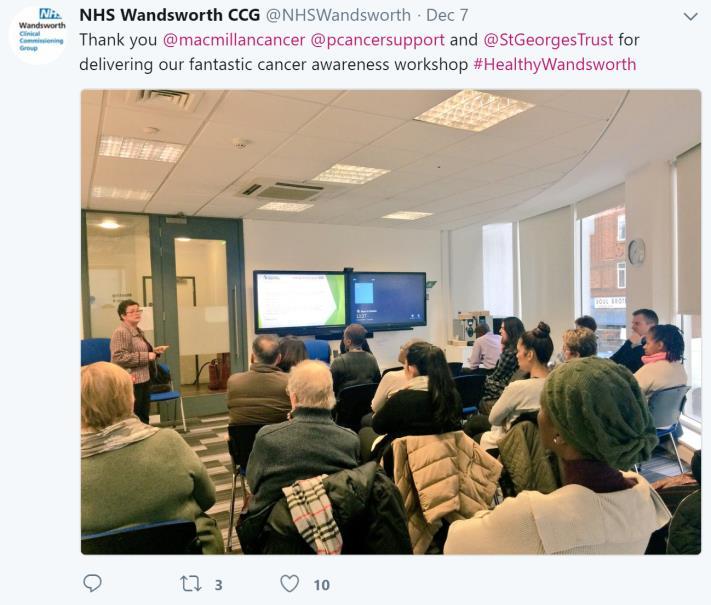 Learning Lunches Last year we began an initiative to bring together community and voluntary organisations with Wandsworth CCG through lunchtime presentations.