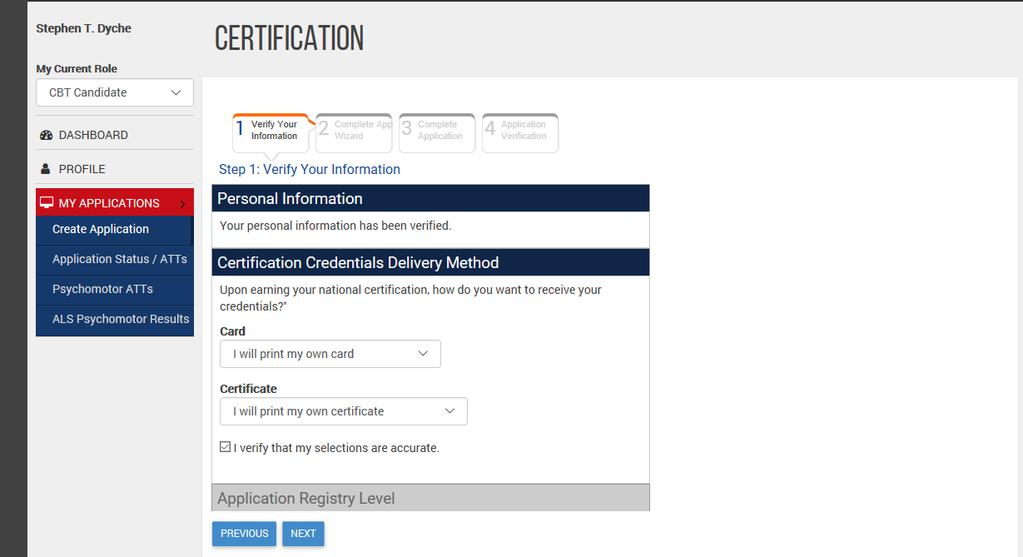 4. Verify your personal information and select Next 5.