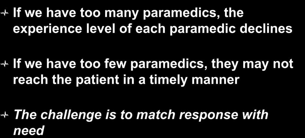 Paramedic Paradox If we have too many paramedics, the experience level of each paramedic declines If we have too