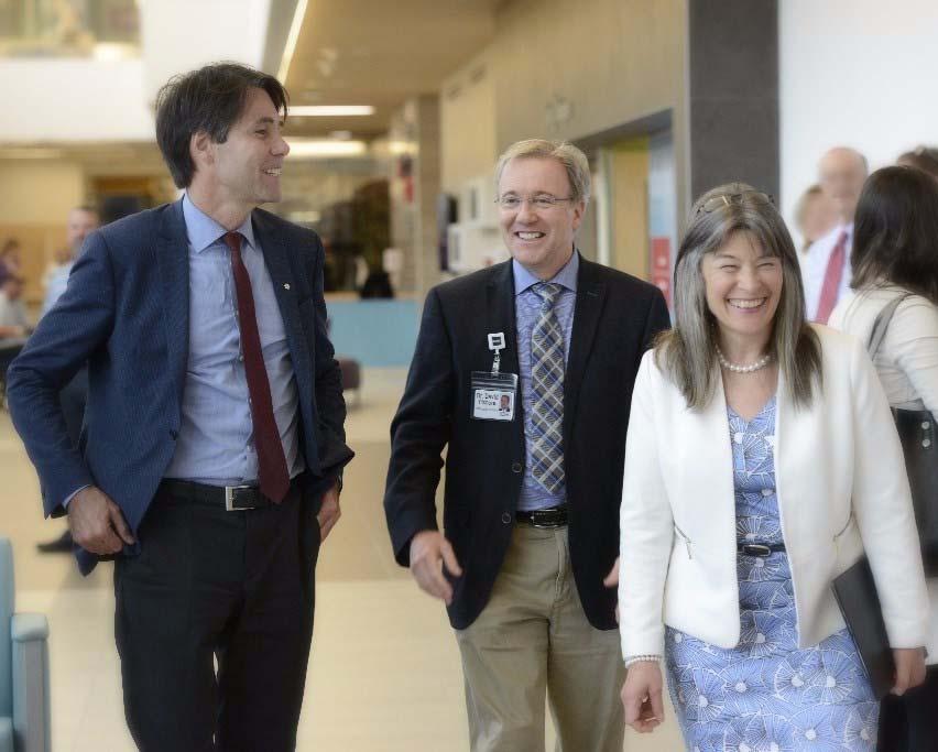 Enhancing Access to Care for People in Kingston Area Minister Hoskins, Dr. David Pichora and MPP Sophie Kiwala at Providence Care Hospital in Kingston on May 25, 2017.