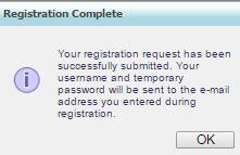 Lines with an asterisk (*) are required. Click OK to complete the registration.