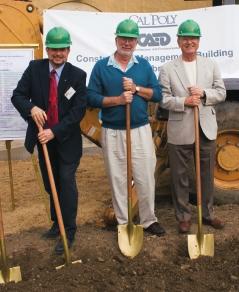 CM Department Head Allan Hauck (left) hoisted a shovel with former Department Heads Jim Rodger (center) and Bill Brown for the Groundbreaking of the Construction Innovations Center in May 2006.