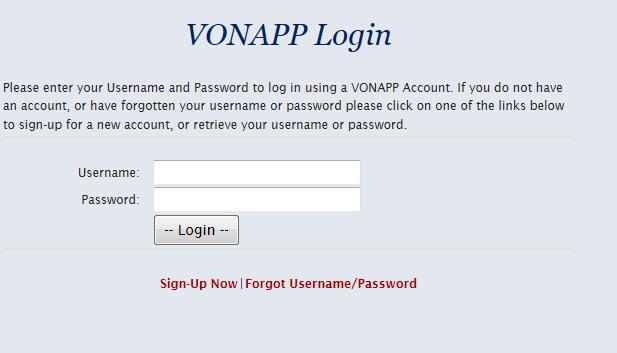 asp OR visit Google and type in: VONAPP STEP 2: Log into the