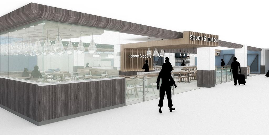 APPENDIX B: CONCEPTUAL DESIGN B.4 SPACE: T2-FB-G25 - FULL SERVICE RESTAURANT CONCEPTUAL RENDERING Eroding opaque surfaces and replacing with glass increase visibility of and into the unit.