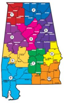 Region includes Cherokee, Etowah, Calhoun, Cleburne, Talladega, Clay, Randolph, Coosa, and Tallapoosa counties.