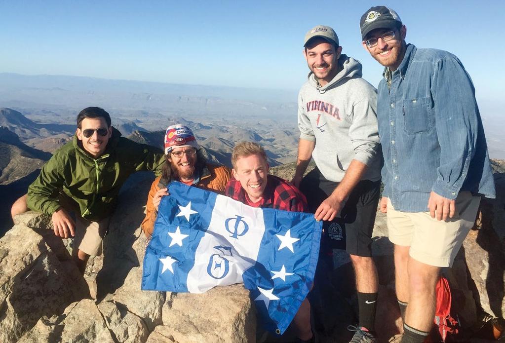 Darius with fellow Phi Delts at Big Bend National Park in Texas. for airline flights to parks not on the mainland.