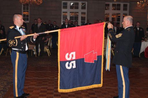The sword was symbolic of the sword of surrender accepted by the commanding officer of the 109th Infantry Regiment in the capture of the city of Colmar, France during World War II.