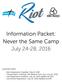Information Packet: Never the Same Camp