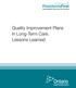 Quality Improvement Plans in Long-Term Care: Lessons Learned