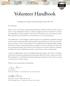Volunteer Handbook. A Message from Susan Cruse and Sonny Deriso 68C 72L