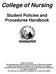 College of Nursing Student Policies and Procedures Handbook