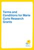 Terms and Conditions for Marie Curie Research Grants