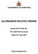 ALLOWANCES RELATED ORDERS