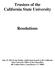 Trustees of the California State University. Resolutions
