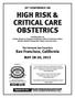 HIGH RISK & CRITICAL CARE OBSTETRICS