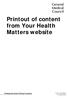 Printout of content from Your Health Matters website