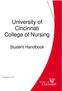 University of Cincinnati College of Nursing. Student Handbook