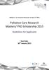 Palliative Care Research Masters/ PhD Scholarship 2015
