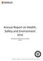 Annual Report on Health, Safety and Environment. Prepared by: Kate Windsor, Director of Safety 5/8/2017