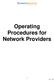 Operating Procedures for Network Providers