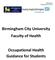 Birmingham City University Faculty of Health Occupational Health Guidance for Students