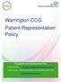 Warrington CCG Patient Representation Policy