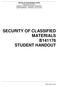 SECURITY OF CLASSIFIED MATERIALS B STUDENT HANDOUT