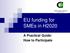 EU funding for SMEs in H2020. A Practical Guide: How to Participate