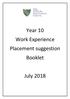 Year 10 Work Experience Placement suggestion Booklet
