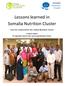 Lessons learned in. Somalia Nutrition Cluster. Exercise conducted by the Global Nutrition Cluster