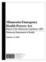 Minnesota Emergency Health Powers Act Report to the Minnesota Legislature 2003