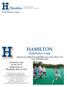 HAMILTON. Field Hockey Camp. Field Hockey Camp. Sunday, June 27- Wednesday, June 30, Field Hockey Camp. for Ages 10-18
