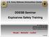 DDESB Seminar Explosives Safety Training