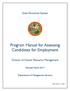 Program Manual for Assessing Candidates for Employment