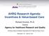 AHRQ Research Agenda: Incentives & Value-based Care