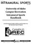 University of Idaho Campus Recreation Intramural Sports Handbook. An Informational Guide to Policies and Procedures for the Intramural Sports Program