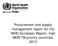 Procurement and supply management report for the WHO European Region, high MDR-TB priority countries, 2013
