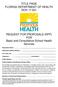 TITLE PAGE FLORIDA DEPARTMENT OF HEALTH DOH REQUEST FOR PROPOSALS (RFP) FOR Basic and Consultative School Health Services